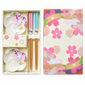 Sakura Cherry Blossom chopsticks and ceramic sauce dish gift set