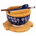 Sakura Cherry Blossom porcelain bowl set with bamboo lid and chopsticks