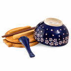 Sakura bowl set with chopsticks and porcelain spoon