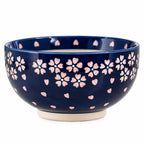 Navy blue sakura bowl with pink cherry blossoms