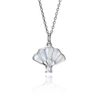 Floral Fan Necklace Silver with White Mother of Pearl - Shen Yun Collections