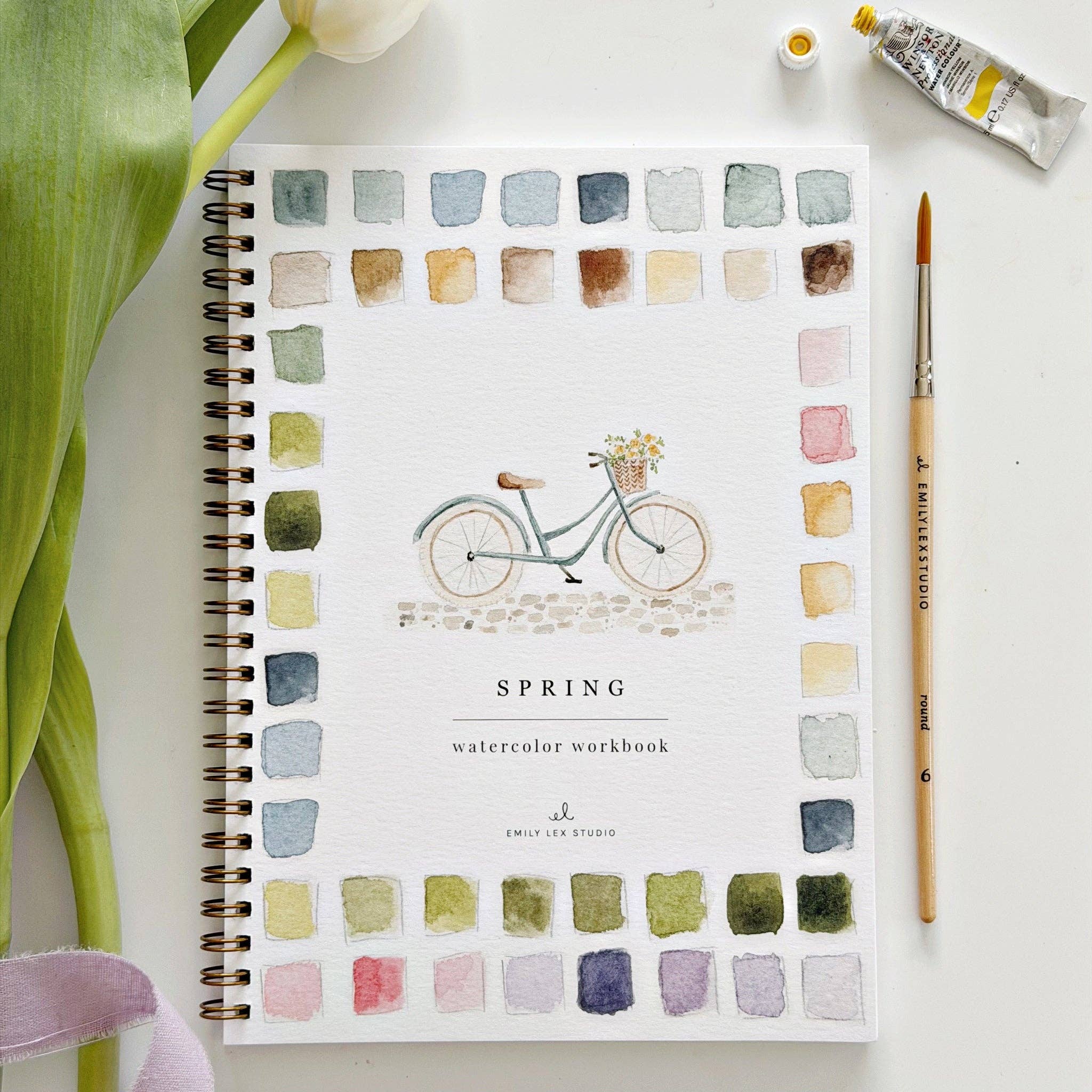 Beginner watercolor spring illustrations book front cover