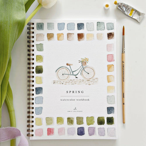 Beginner watercolor spring illustrations book front cover