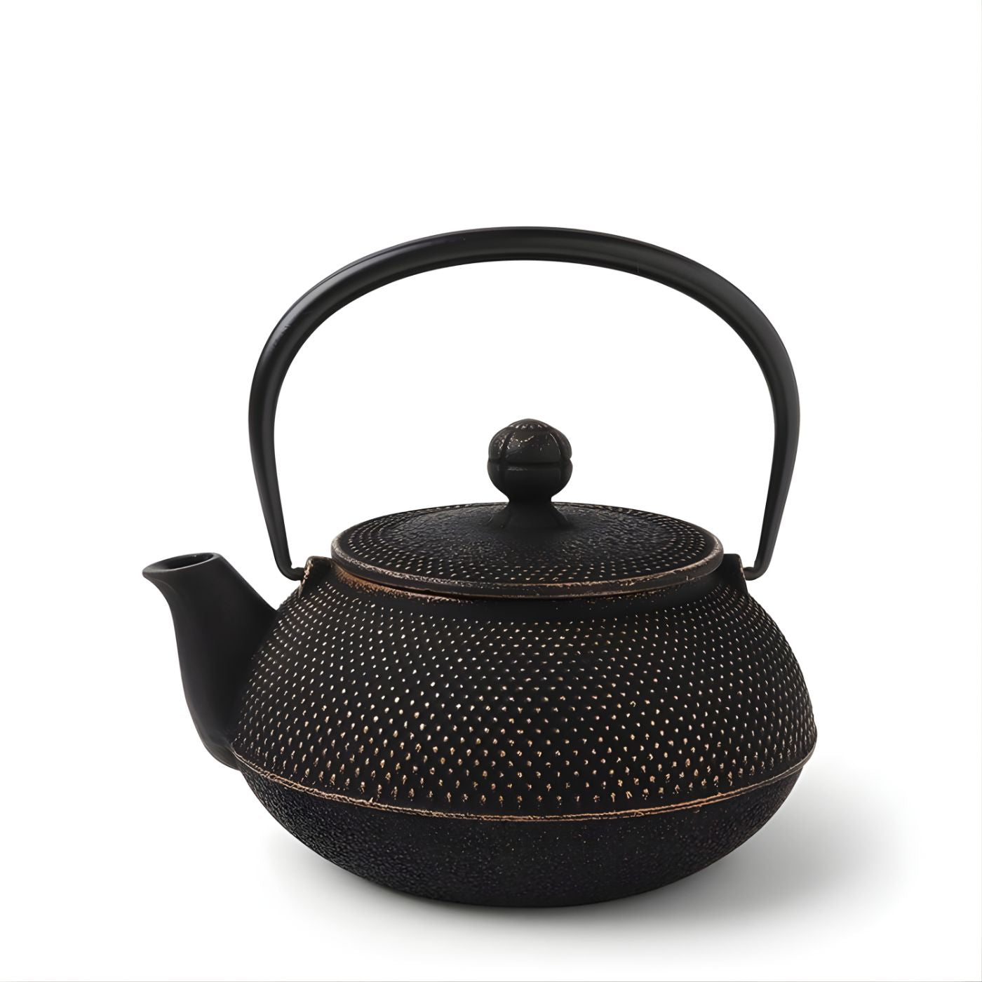 Japanese cast iron teapot gold black hobnail 0.65L
