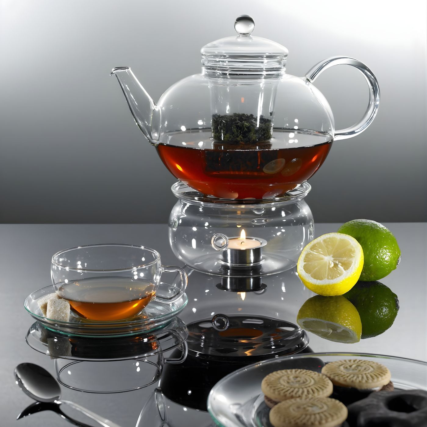 Trendglas Jena glass teapot with warmer and glass tea cup