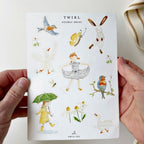 Twirl character stickers with bunny and butterfly designs