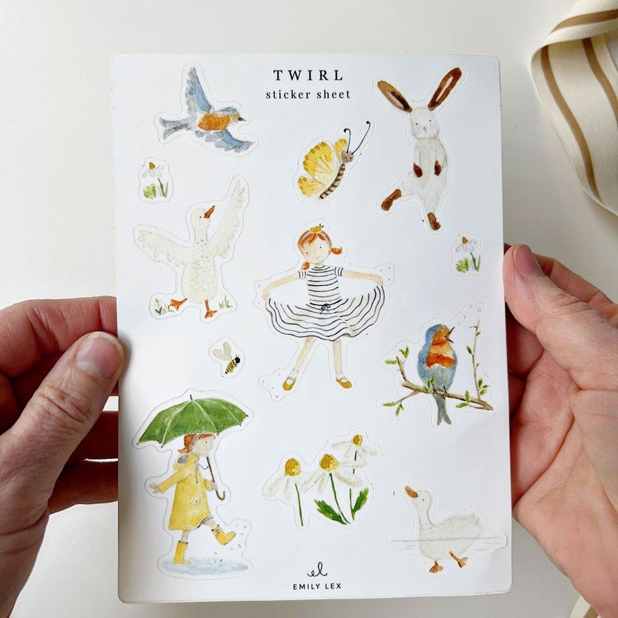Twirl character stickers with bunny and butterfly designs