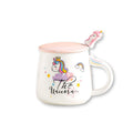 Unicorn White 14oz Mug With Lid and Spoon (12/36)