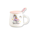 Unicorn White 14oz Mug With Lid and Spoon (12/36)