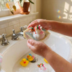 Foaming soap bar for kids with unicorn bath toy