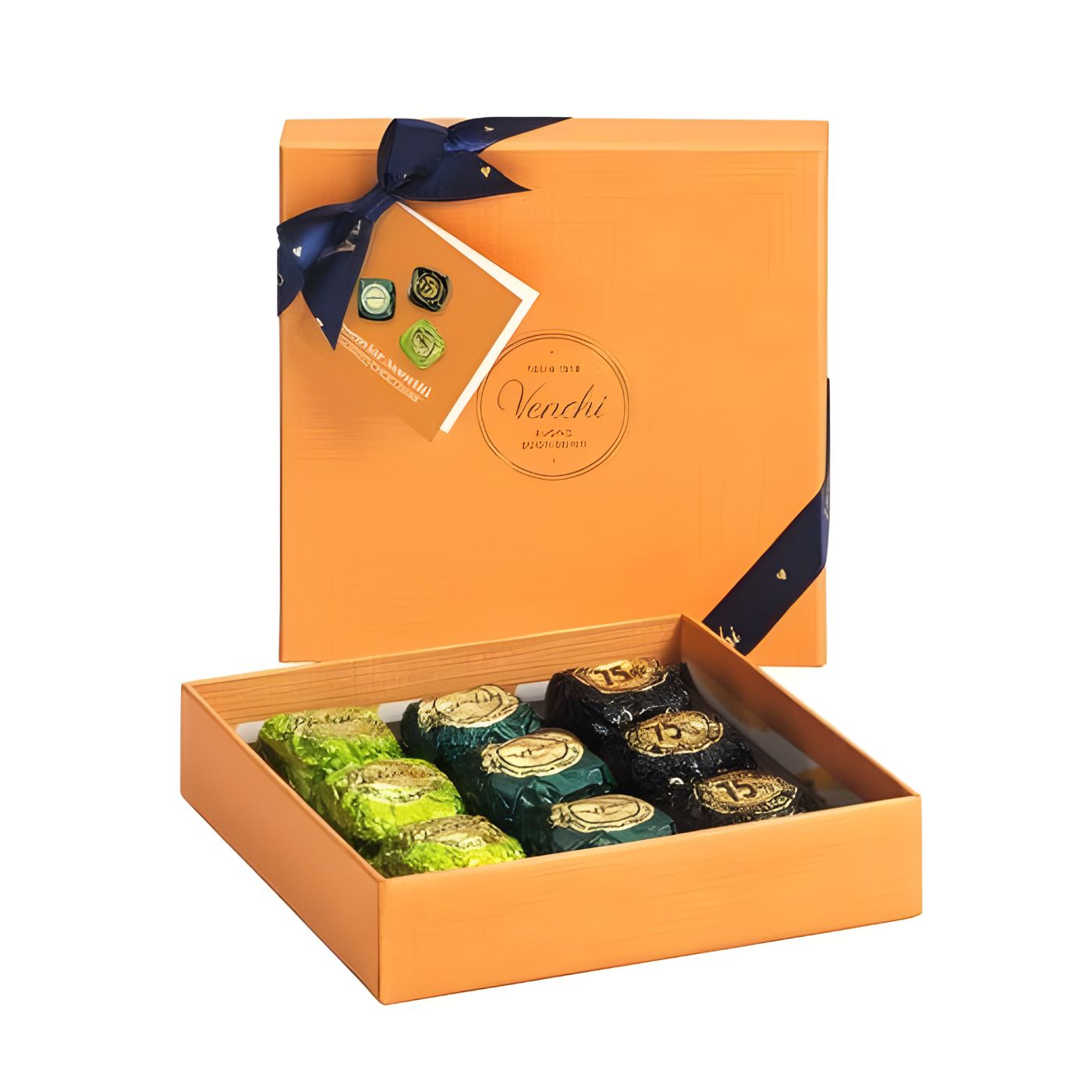 Venchi Murrine gourmet chocolate gift box orange design