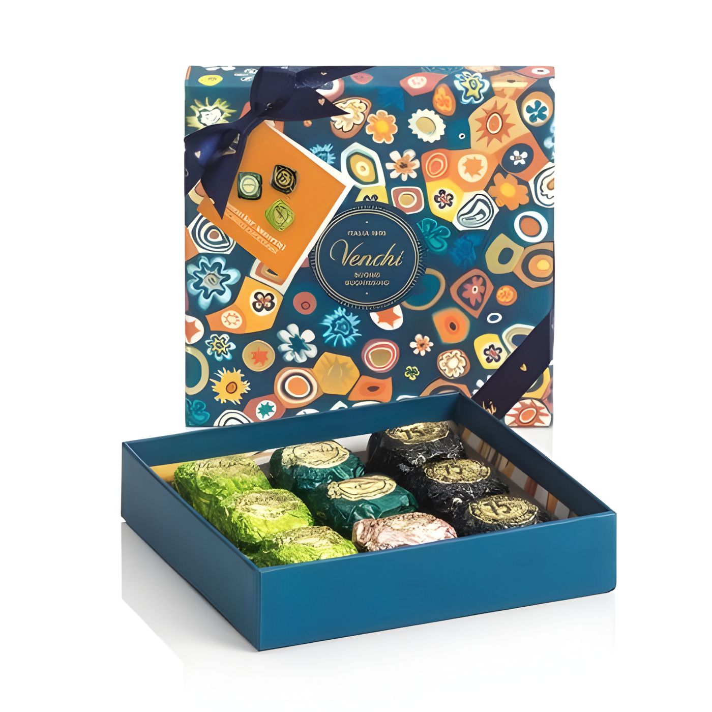 Venchi Murrine gourmet chocolate gift box blue design