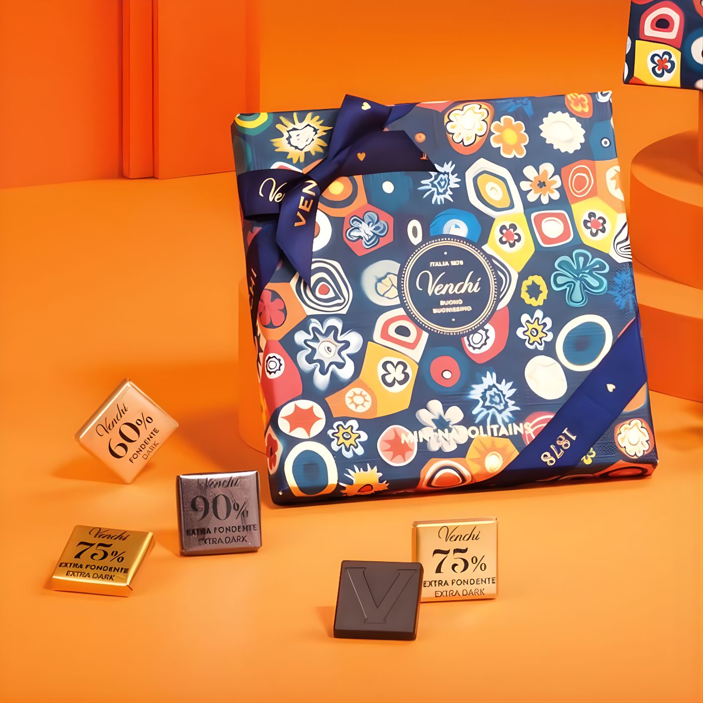 Assorted 60%, 75%, and 90% dark chocolate squares