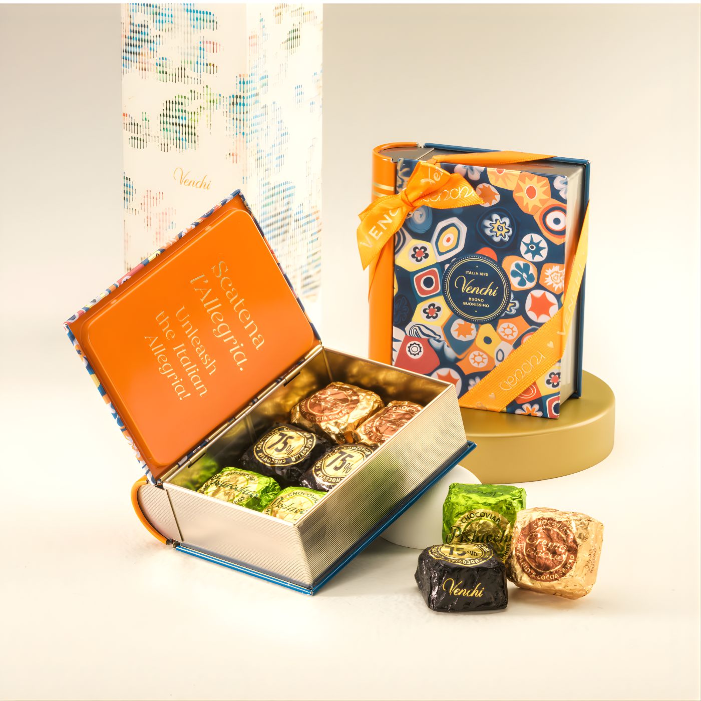 Assorted Chocoviar chocolates inside mini luxury chocolate gift box