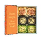 Assorted Chocoviar chocolates inside mini luxury chocolate gift box top view
