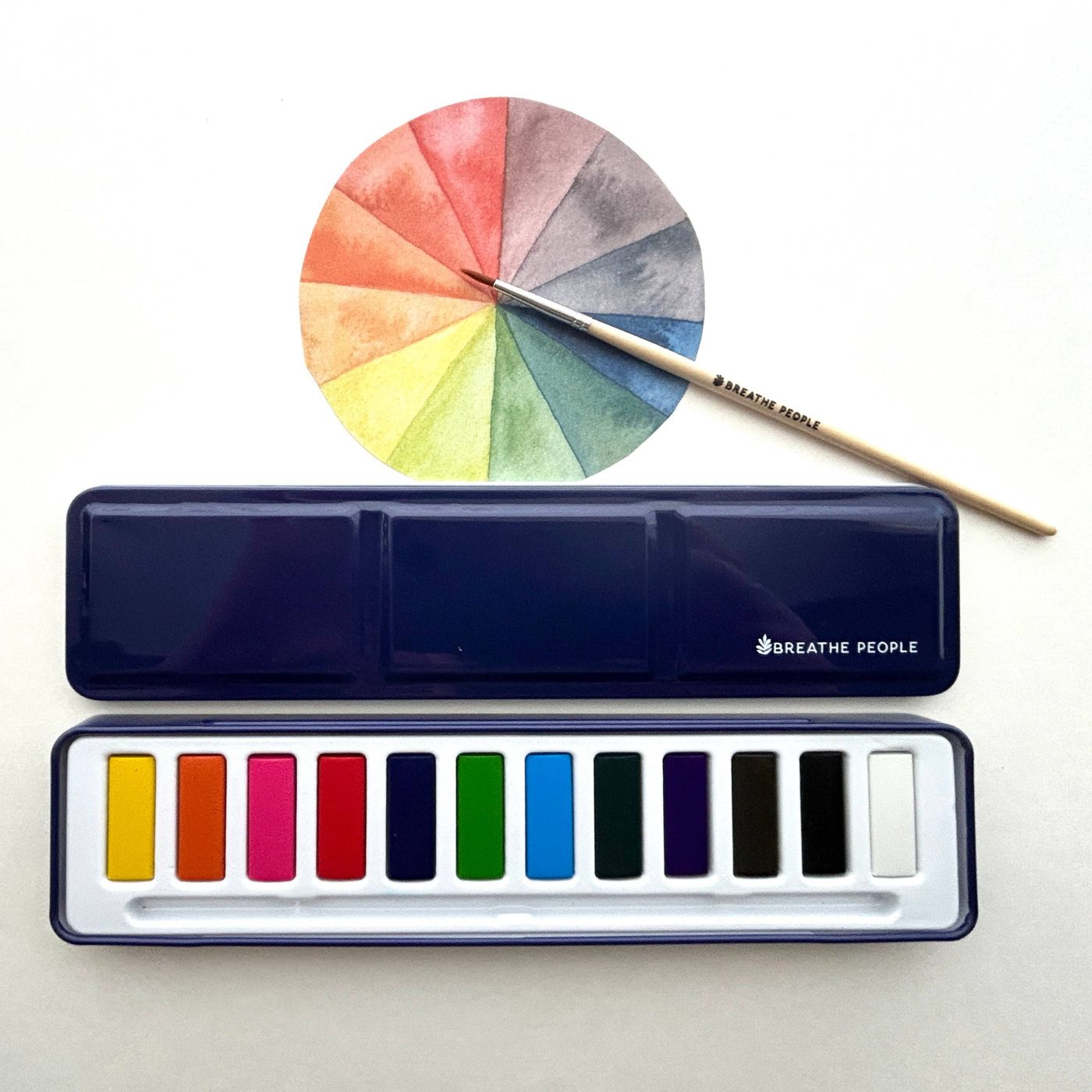 Travel watercolor kit open colors