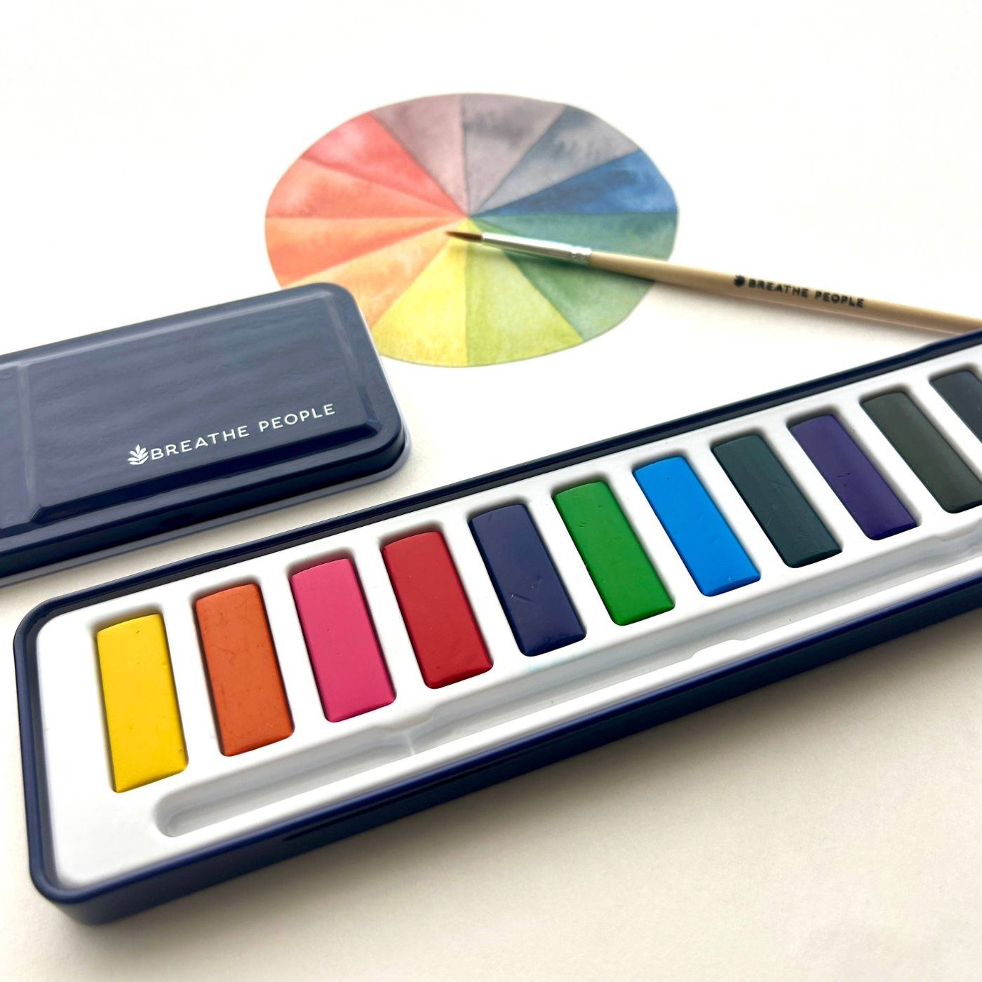 Travel watercolor kit open colors