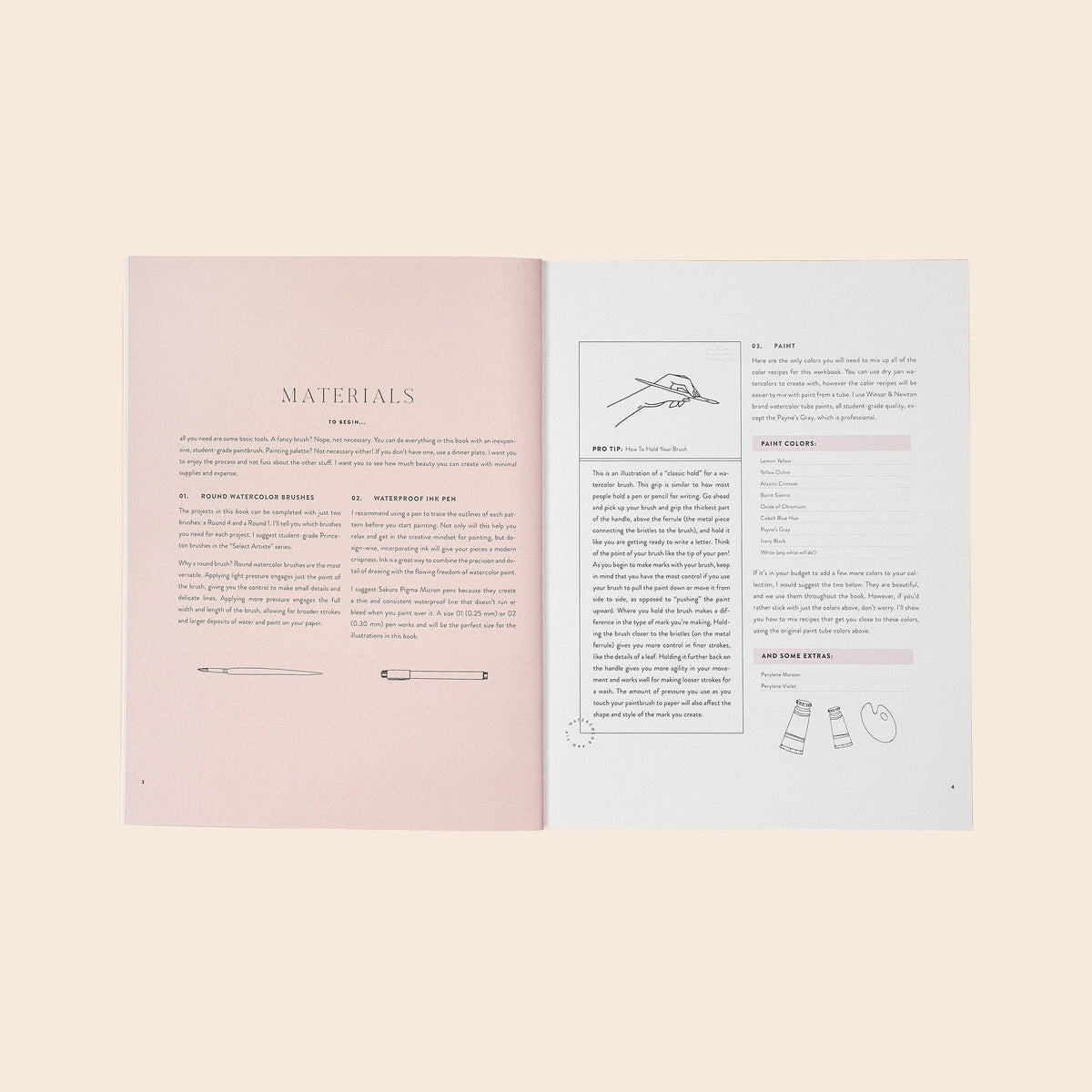 Step-by-step botanical watercolor painting workbook for adults