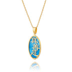Zhen Shan Ren Words Pendant 14kt Yellow Gold with Blue Mother of Pearl Side - Shen Yun Collections