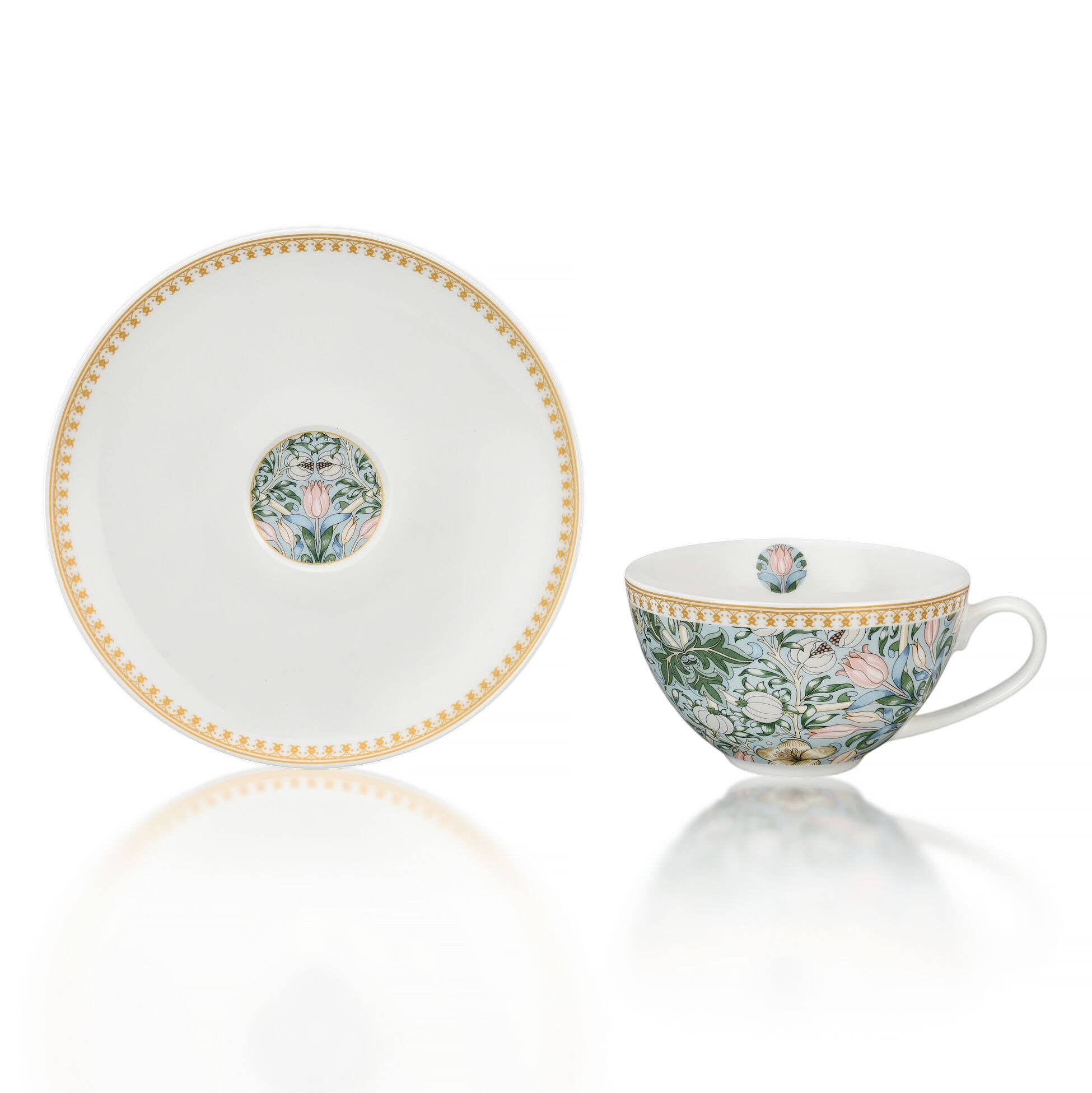 Morris Garden Porcelain Teacup & Saucer Set – 8 Piece Set