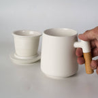 White Porcelain Tea Mug with Lid & Infuser – 15 oz