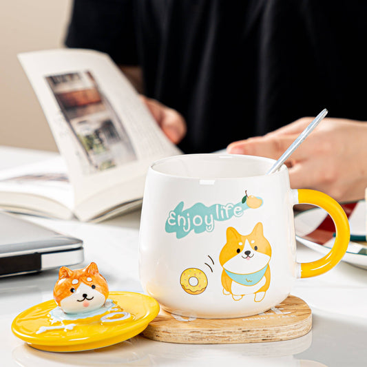Shiba Inu Enjoy Life 13oz Mug With Lid and Spoon (4/36)
