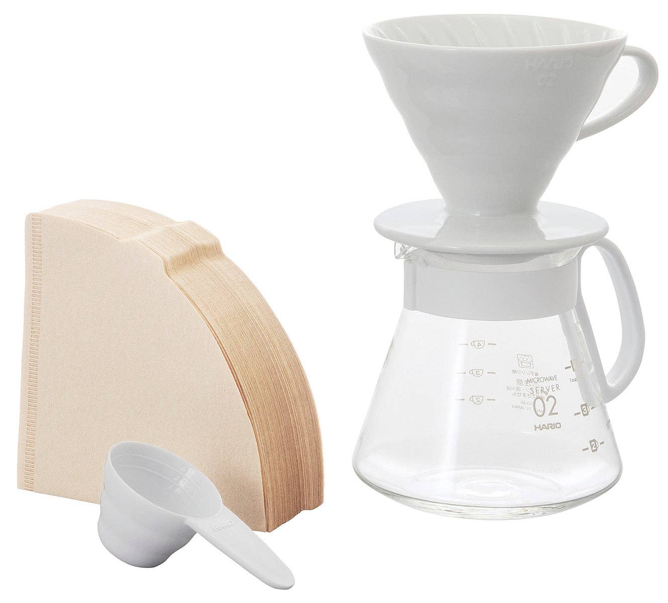 Hario V60 Ceramic Pour Over Coffee 02 Set White