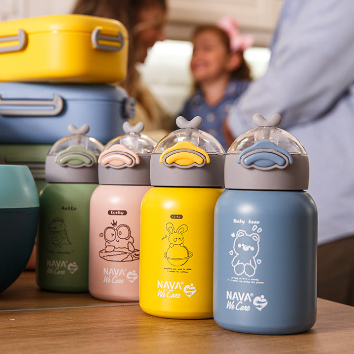 Stainless steel insulated water bottle "We Care", yellow 350ml