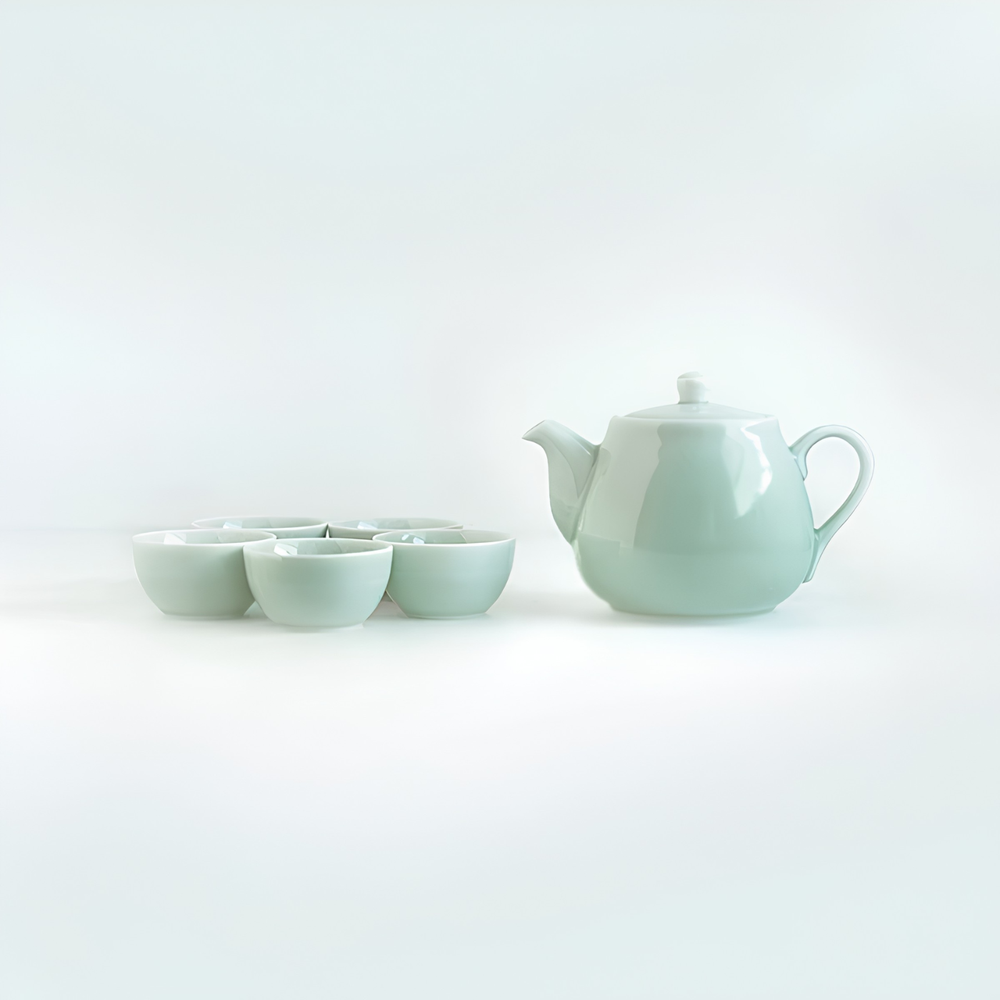 Anta Taiwanese celadon large teapot and five-cup tea set