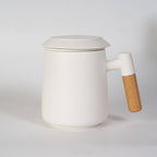 White Porcelain Tea Mug with Lid & Infuser – 15 oz