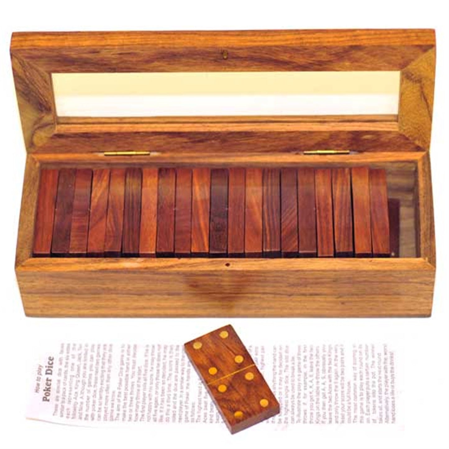 Wood Domino Set with Brass Inlay and Glass Lid