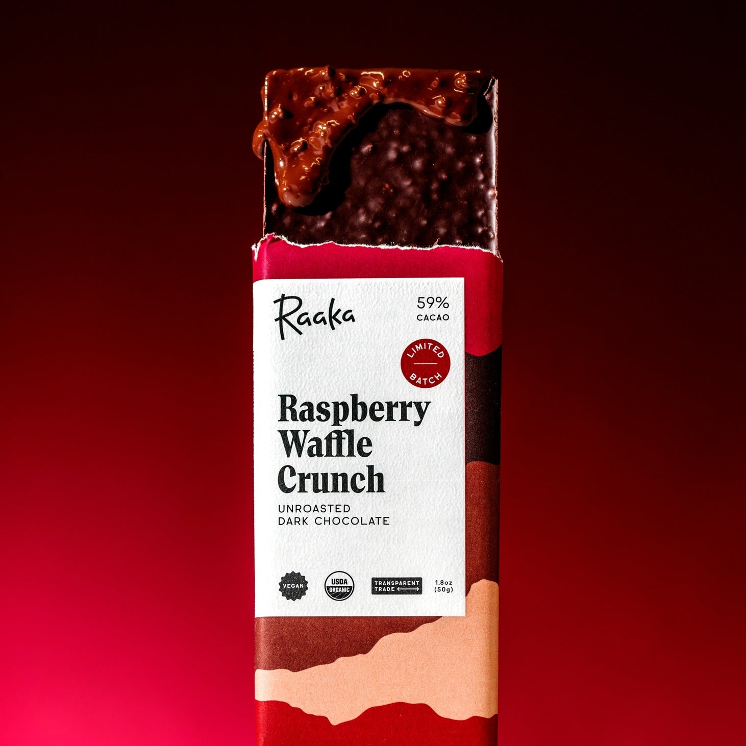 Raaka Chocolate60% Raspberry Waffle Crunch Bar