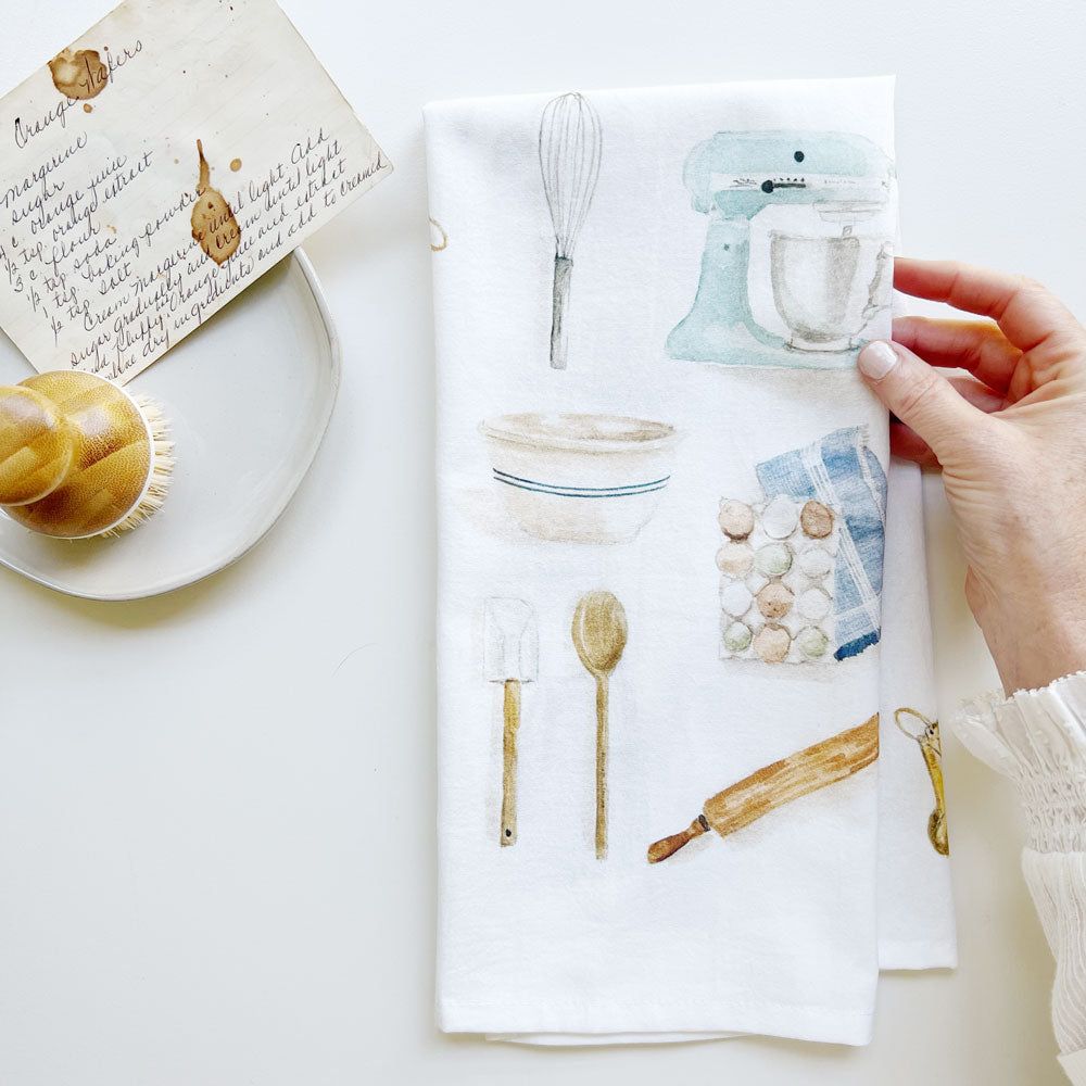 Emily Lex watercolor kitchen dish towel