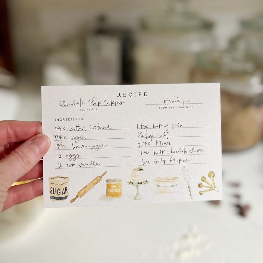 Baking recipe cards for handwritten family recipes