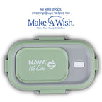 Rectangular stainless steel lunch box "We Care", green 800ml