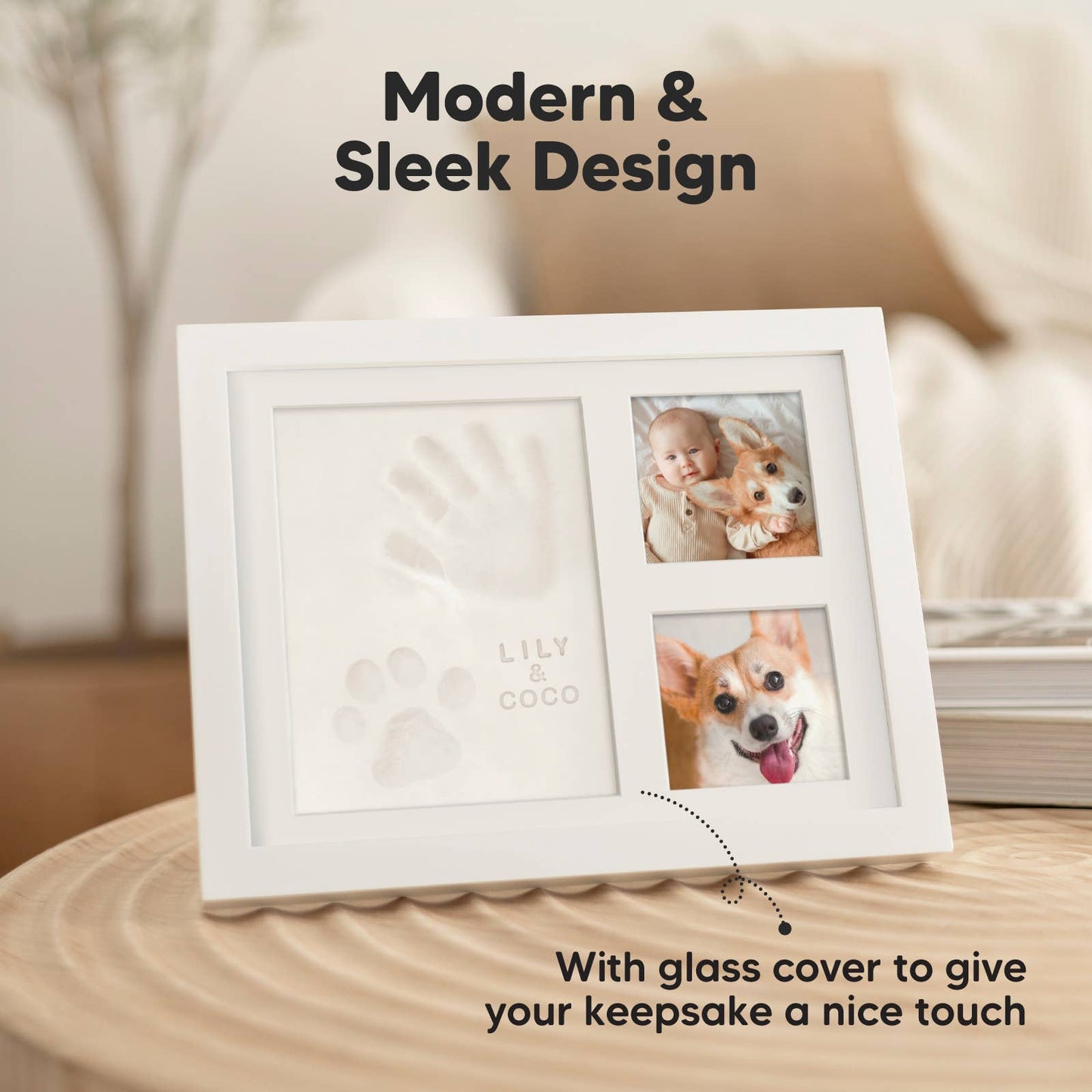KeaBabies Baby Handprint, Footprint Keepsake Solo Frame