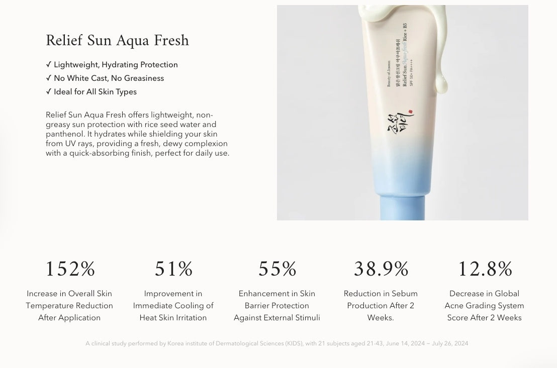 Beauty of Joseon Relief Sun Aqua Fresh: Rice B5 Sunscreen  (SPF50+ PA++++)