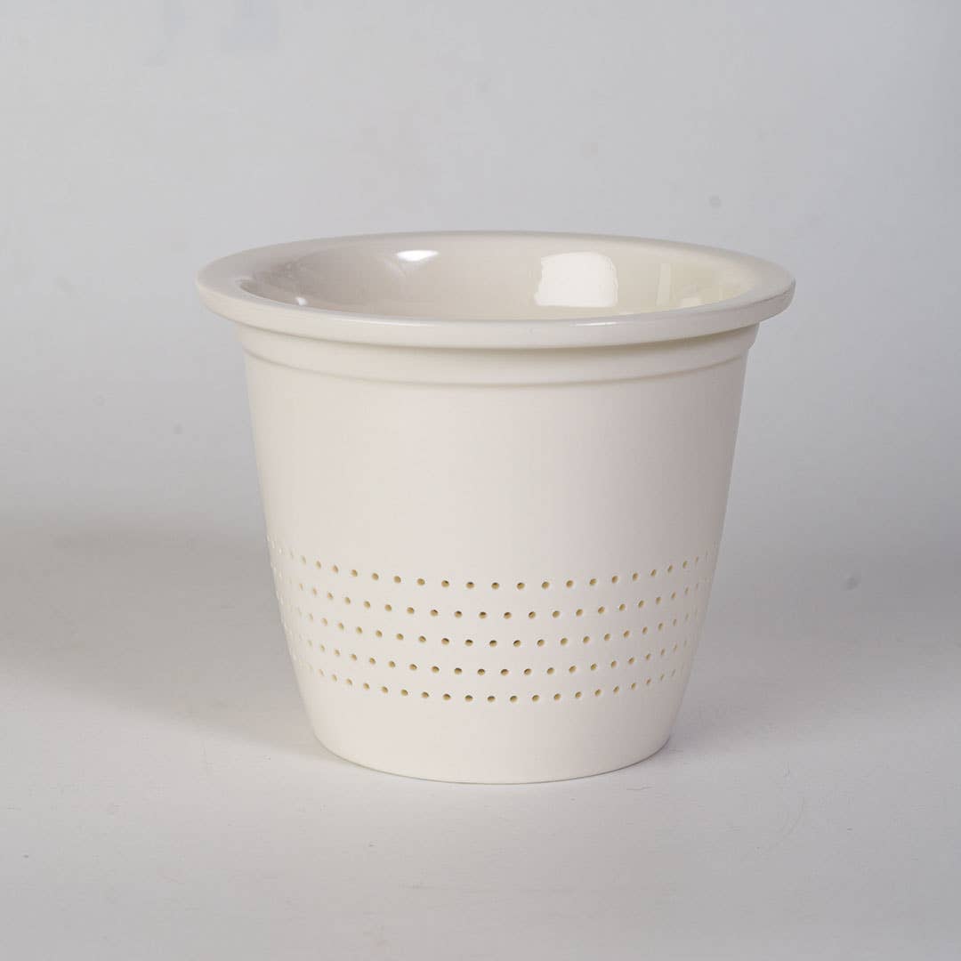 White Porcelain Tea Mug with Lid & Infuser – 15 oz