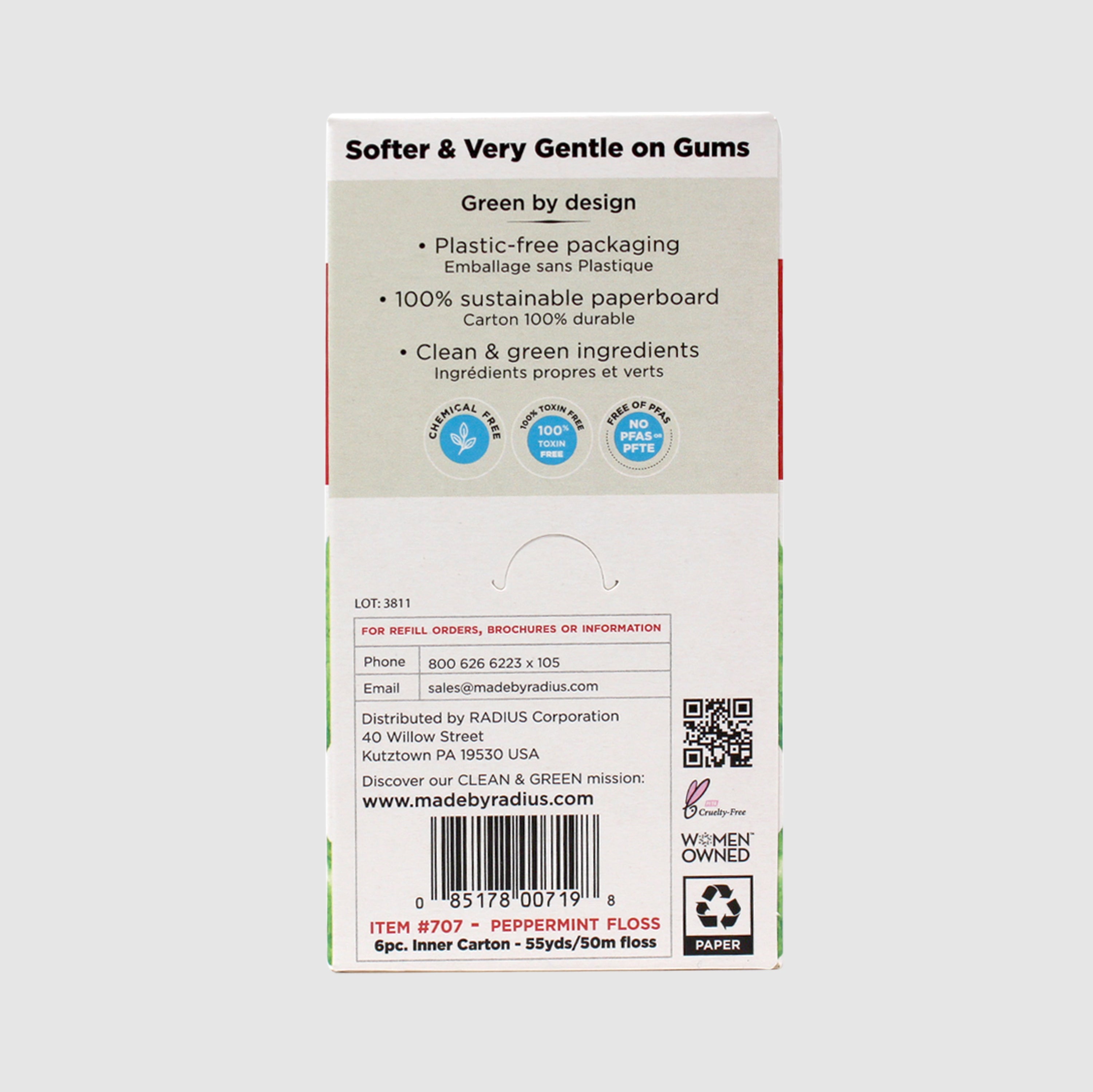 Radius Vegan Peppermint Sponge Floss - 55yd