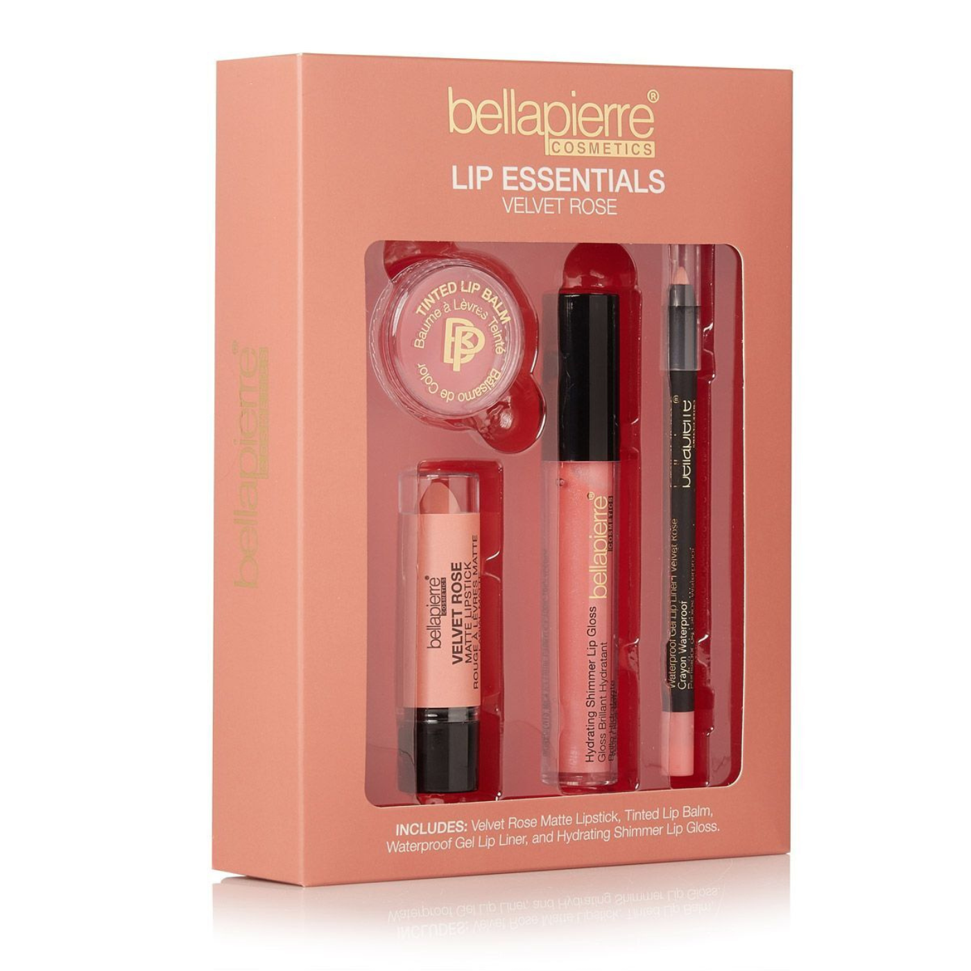 Bellapierre lip essentials kit velvet rose 4 piece lip set