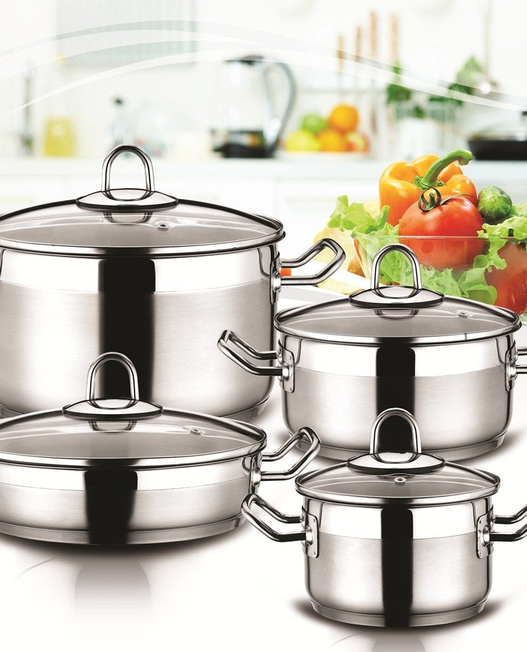 bemus stella 3.8l stainless steel stock pot 20cm with glass lid induction cooking pot