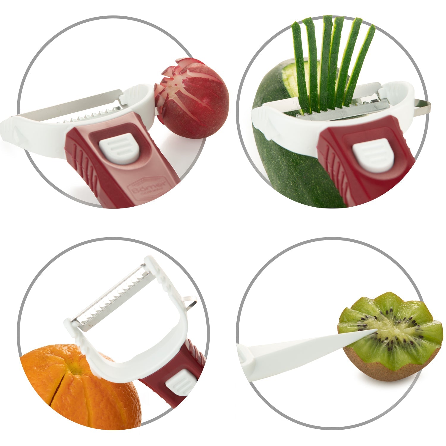 borner multi peeler set vegetable and fruit peeler with julienne and straight blades