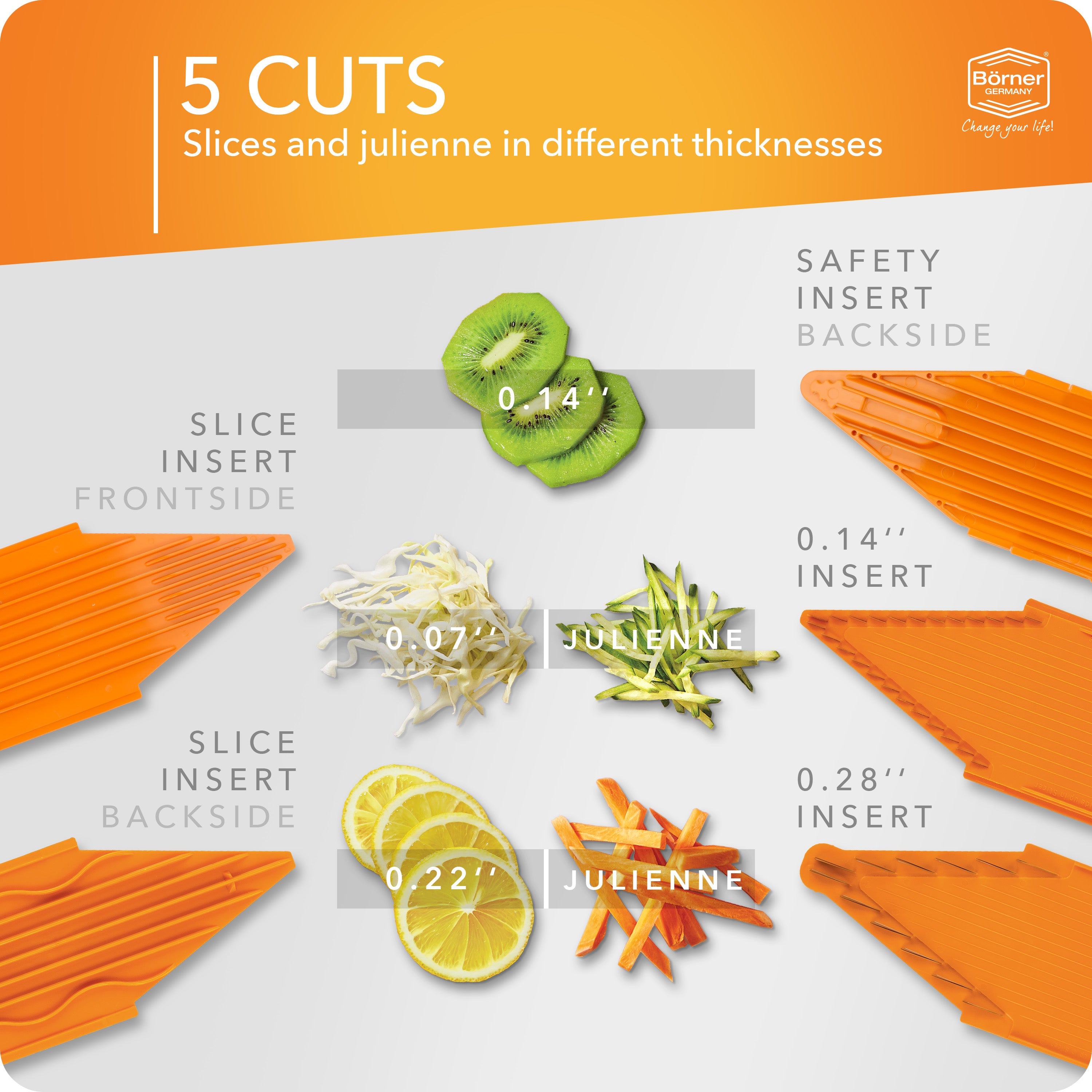 borner v1 classicline mandoline vegetable slicer with julienne blades and safety holder