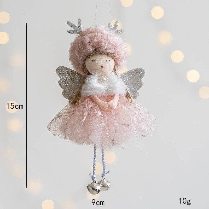 Angel With Plush Deer Antlers Christmas Tree Ornament