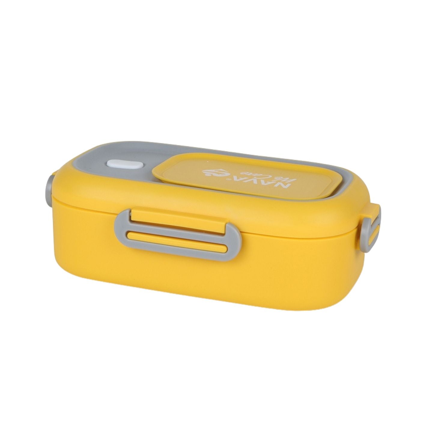Rectangular stainless steel lunch box "We Care", yellow 800ml