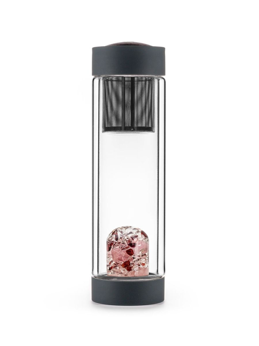 Vitajuwel Via Heat Love | Double-Walled Tea Bottle With Rose
Quartz, Garnet & Clear Quartz