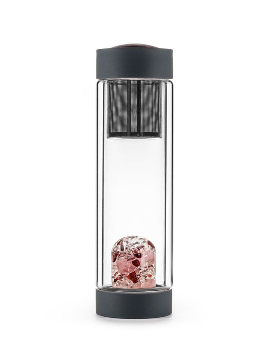 Vitajuwel Via Heat Love | Double-Walled Tea Bottle With Rose
Quartz, Garnet & Clear Quartz