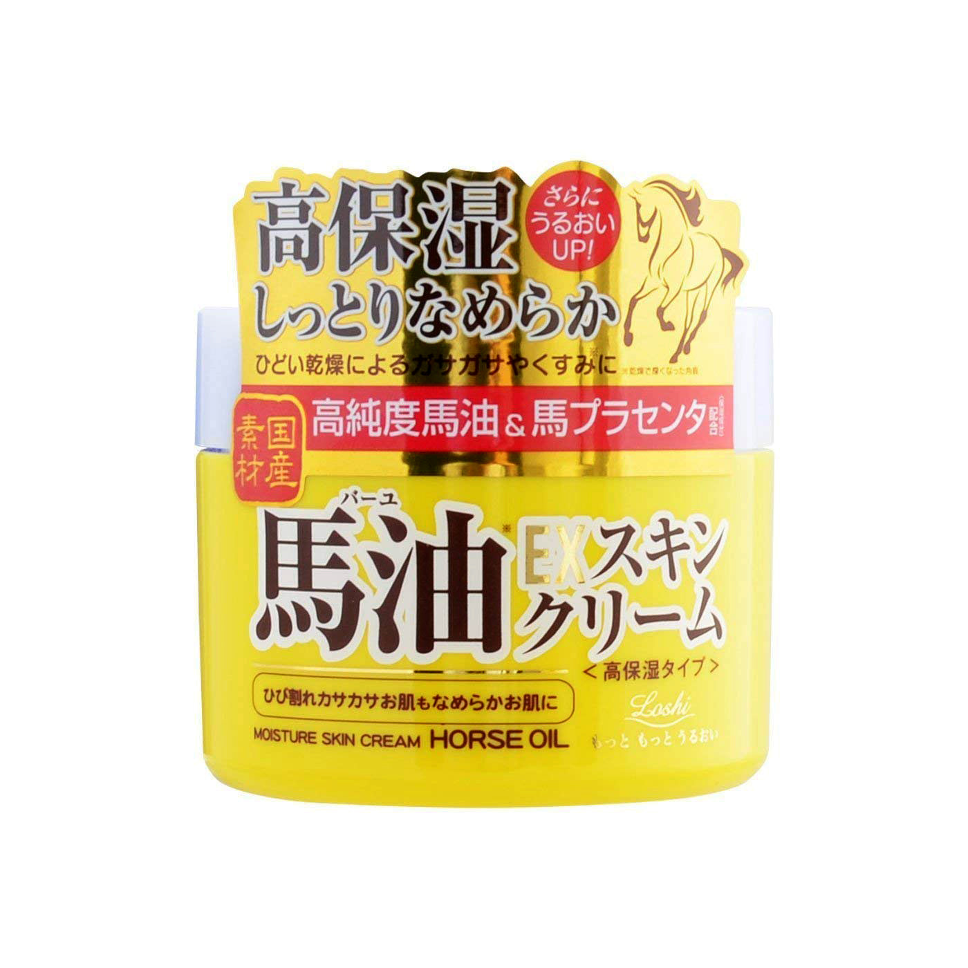 Cosmetex Roland Loshi Moist Aid EX Skin Cream  Japanese horse oil cream with placenta extract for deep hydration
