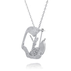 Diamond Cut Chain for Brooch Silver with Pendant Side View - Shen Yun Collections