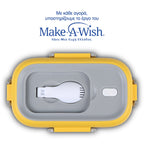 Rectangular stainless steel lunch box "We Care", yellow 800ml